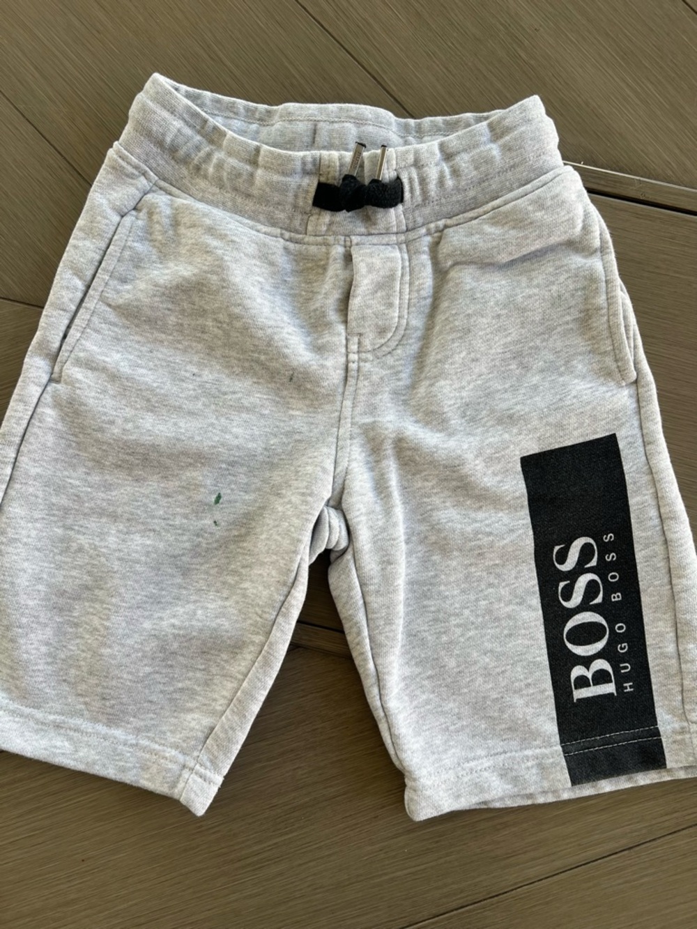 Boss Light Gray Kids Logo Sweat Shorts with Black Accent
